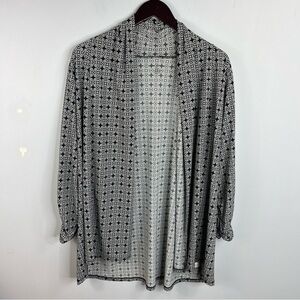 Lane Bryant Size 14/16 Open Front Black White Jersey Stretch Cardigan BRSB